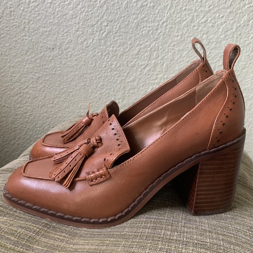 Vince Camuto Caiana Congac brauner Halbschuh Größe 7,5M Absätze Oxford Quasten - Bild 5 von 12