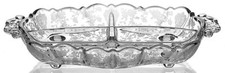 Vintage Cambridge Rose Point Clear 3 Part 4 Footed Relish Tray
