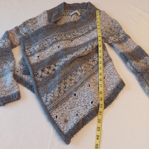 Abercrombie Kids Grey Chunky Wool Blend Knit Waterfall Cardigan Striped Size S - Picture 7 of 15