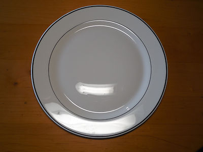 Arcopal France ARP64 Large Dinner Plate 12'' White Black Bands 1 ea  13 available