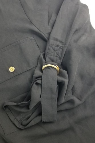 NWT MICHAEL KORS Womens L Curved Hem Roll Tab Sleeve Black Zip Blouse MSRP $110 - Picture 9 of 13