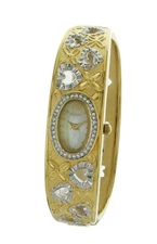Elgin Quartz Ladies TWO Tone Bracelet Cuff Dress Watch With Heart EG7004