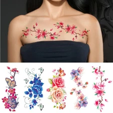 1 Sheet Temporary Tattoo Waterproof Waterproof Rose Flowers Tattoo Stickers η
