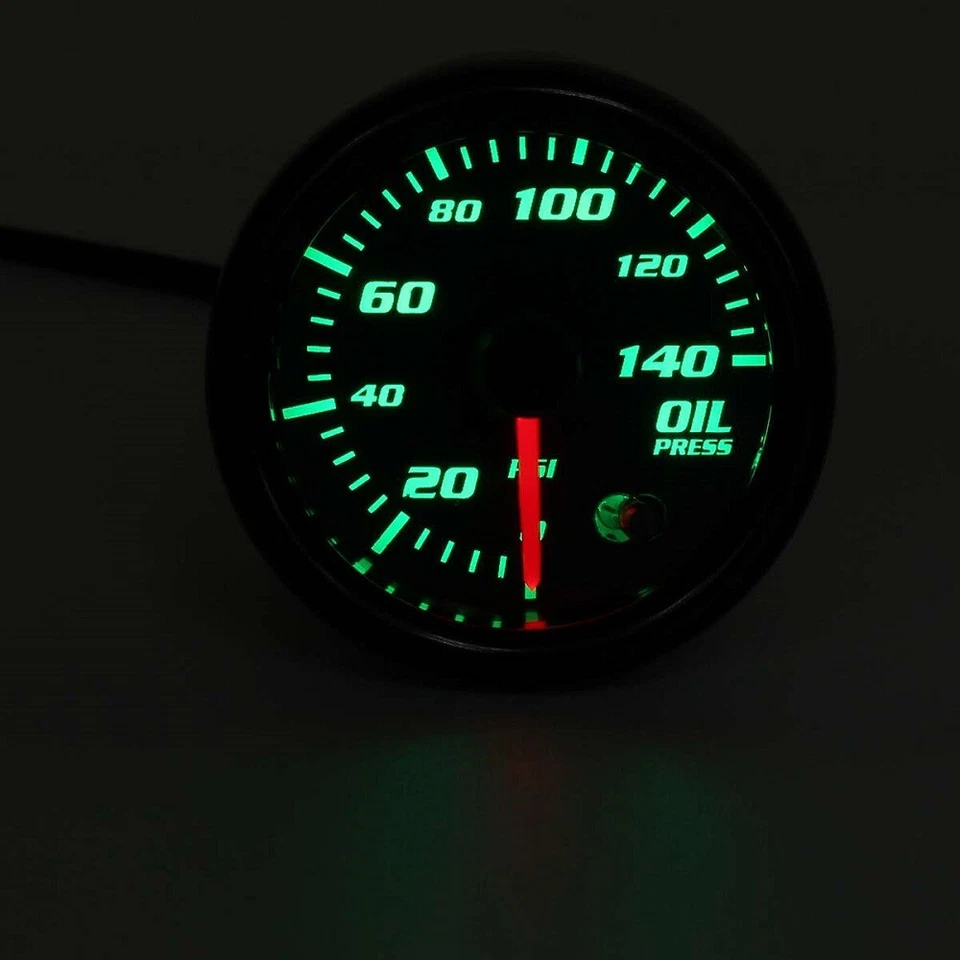 2'' 52mm 7 Color LED Oil Pressure Gauge Meter W/Sensor 0-140 PSI wire 56cm - Image 3 of 4