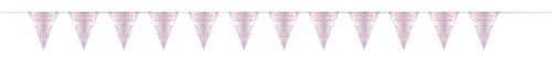 Holy Communion Bunting Party Decoration Girls Pink & Silver Foil Flag Banner - Picture 2 of 2