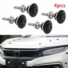 4X Push Button Quick Release Car Hood Bonnet Latch Pin Lock Bumper Clip Black