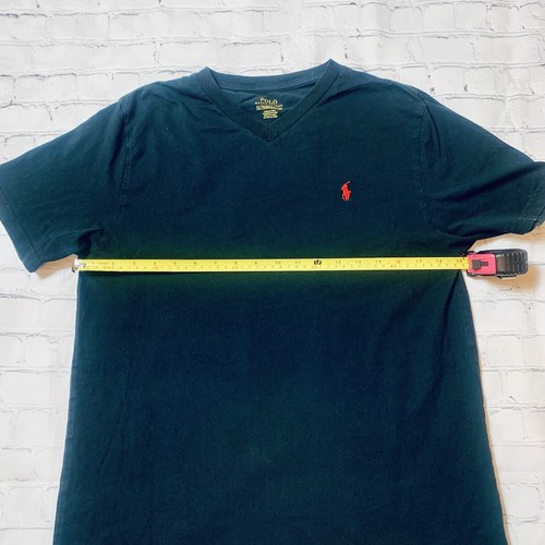 Polo Ralph Lauren Black Classic Fit V-Neck T-Shirt Youth Size XL 18-20 Red Pony - Picture 4 of 8