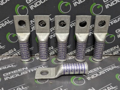 NEW Lot of 6 Burndy YAV-TC-FXB Long Barrel Compression Terminals 35kV Max.