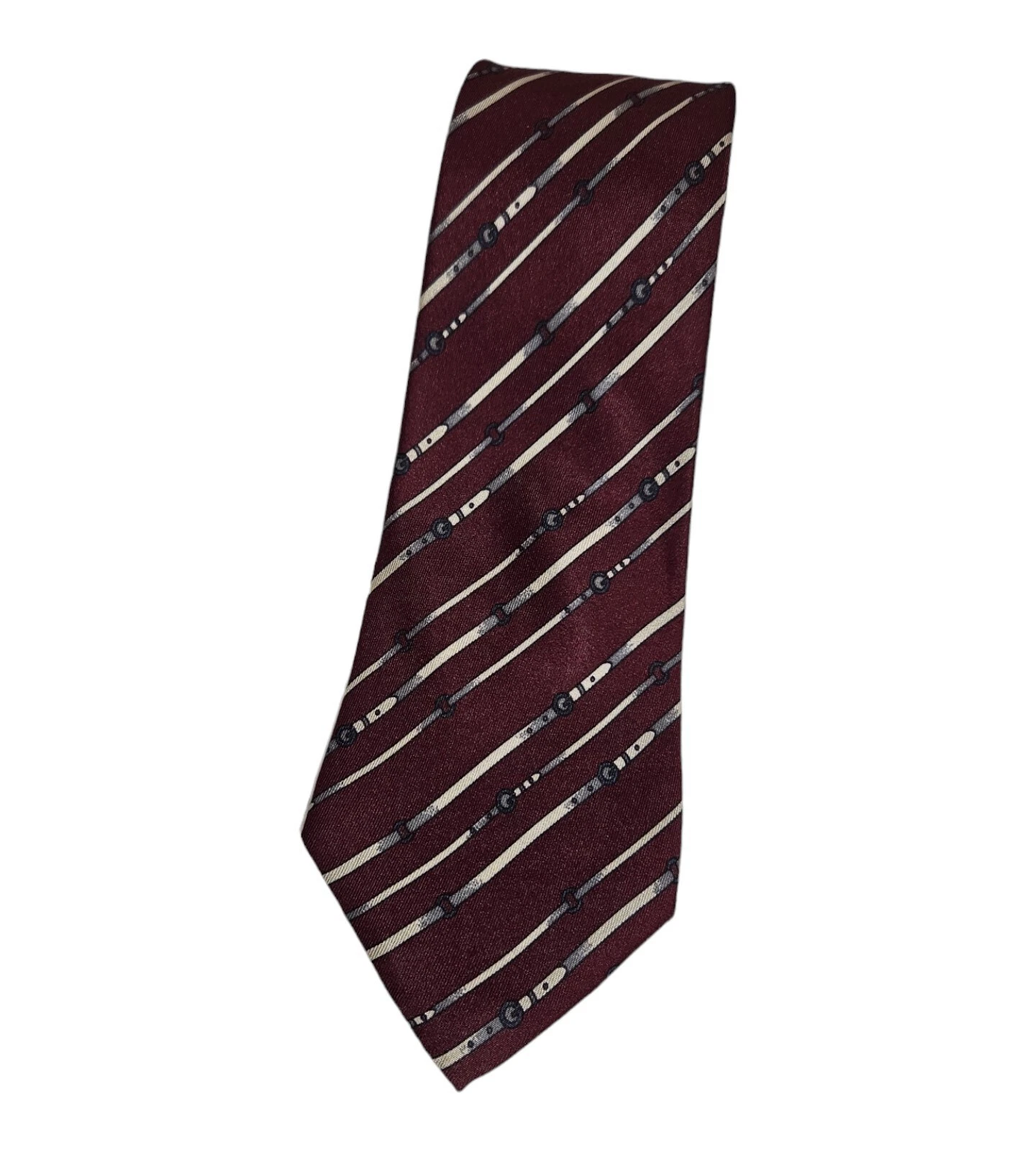 Cravate homme 100 % soie GUCCI cravate luxe ceinture de Bourgogne logo avec 3,6 pouces écu 