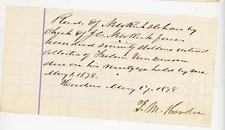 1878 Receipt Signed P.M. Harder Mortgage Payment Thos. H. Hollenback Handwritten