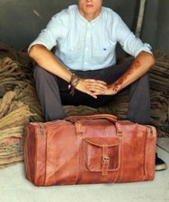 Herren Echtleder Braun Reise Fitness Sport Gepäck Wochenende Seesack