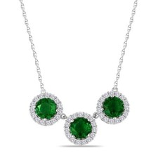 2.00Ct Round Cut Lab Created Emerald Women's Necklace 14K White Gold Plated