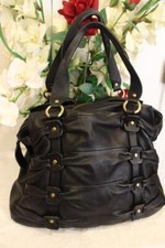 Sabina Black Leather Studs Pleated  Bag Purse (p3000