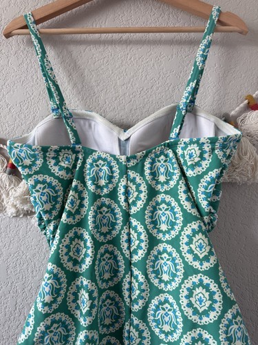 Boden Andros Twist Front Geometric Teal Green Swimsuit Padded Beach Vacation 10 - Picture 7 of 10