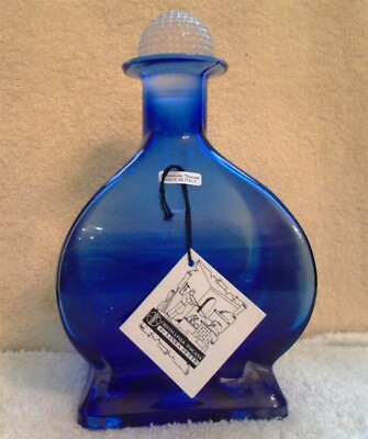 Blue Crystal Tuscan  Italy Linea Sette Handmade Glass Decanter Golf Ball Stopper