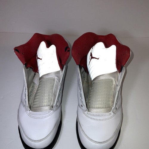Nike Air Jordan 5 Retro "Fire Red" White Red Silver 440888-102 Size 6.5Y Youth - Picture 4 of 8