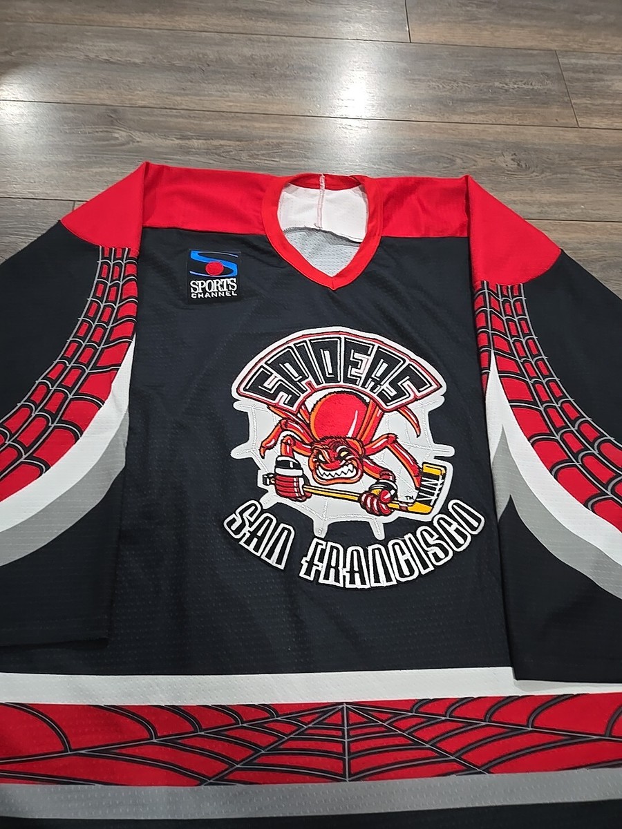 VINTAGE AUTHENTIC SAN FRANCISCO SPIDERS JERSEY BAUER XL CCM HOCKEY