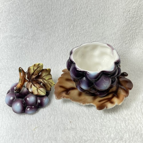Lefton China Cluster Grapes Jelly Jam Jar / Sugar Bowl - Picture 6 of 12