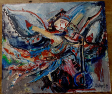 Ölbild Abstrakt Modern Art Alexander Diener, Sen. Kunst Wandbild Figuren 40x47cm