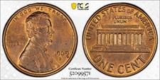 1969 S LINCOLN PCGS MS62 RB. WITH EXTRAORDINARY UNIQUE FEATURES BOTH ON OBV/REV.