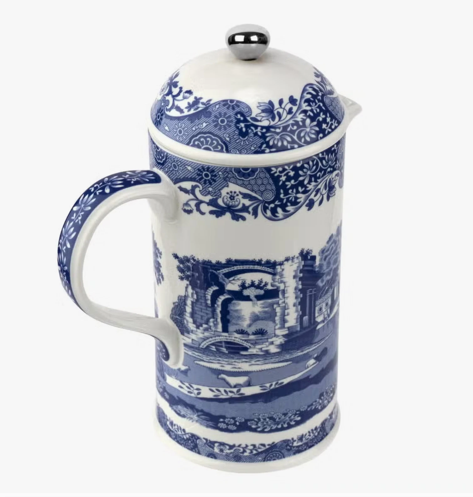 Spode, Blue Italian Porcelain Cafetiere (French Press Coffee / Tea Maker), NIB