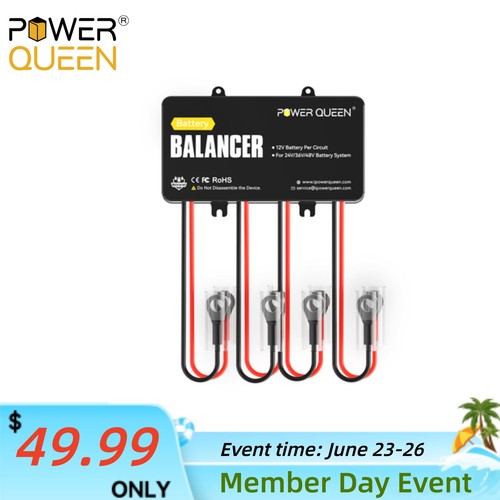 Power Queen Battery Balancer Equalizer for 24V/36V/48V Bank LiFePO4/AGM/Gel/SLA