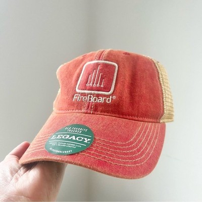 NWOT Legacy Fireboard Trucker Hat Salmon Pink Cream Adjustable Clean New Unused