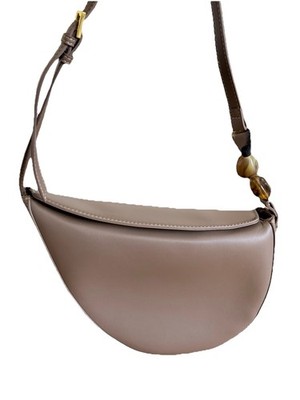ZARA Taupe Asymmetric Half Moon Shoulder Bag Resin Beads Strap 6243/410/500