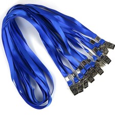 Black Lanyards 100 Pack 34" Premium Nylon Flat Lanyard with Bulldog Clips