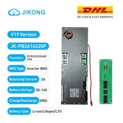 JK Inverter BMS 8S-16S 200A 2A Active Balance RS485/CAN for Solar Home Energy DE