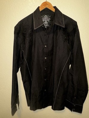 Roar Enough Excuses Men s Down Buttons Shirt Long Sleeve Black Size XL