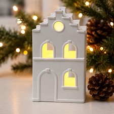IKEA STRALA LED Ceramic House Lamp White Christmas Table Decor New