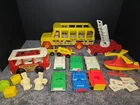 Vintage Fisher Price Little People School Bus & Mixed Vehicles Lot Mini Bus