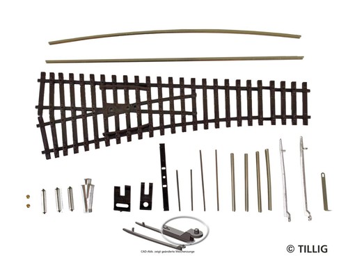 Tillig TT 83434 EW1 Bausatz links, Abzweig 15°, Radius 353, Länge 129,5 mm (alt | Zustand: Neu