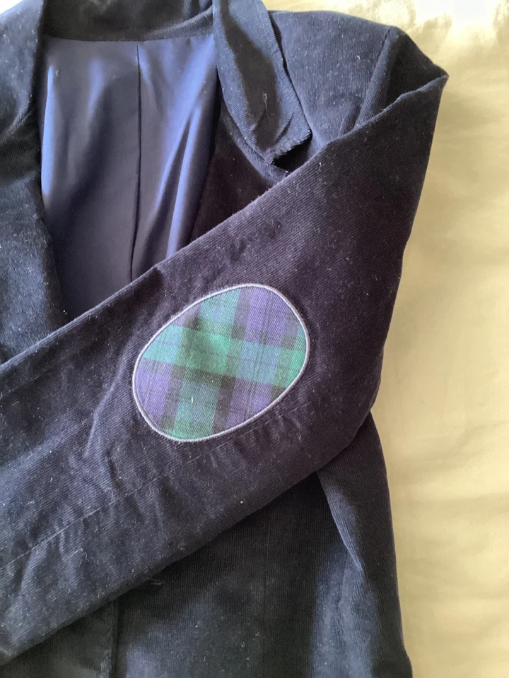 Blazer Bella Bliss niño pana azul talla 14 con parche tartán en el codo Foto 4 de 4