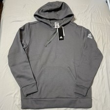 Adidas Womens Fleece Hood Pullover Sweatshirt Grey HR8488 Size S NWT