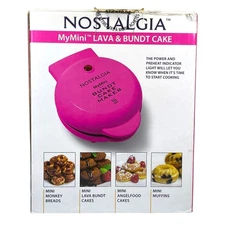 Nostalgia MyMini Lava & Bundt Cake Maker Pink Non-Stick Dessert Appliance – New