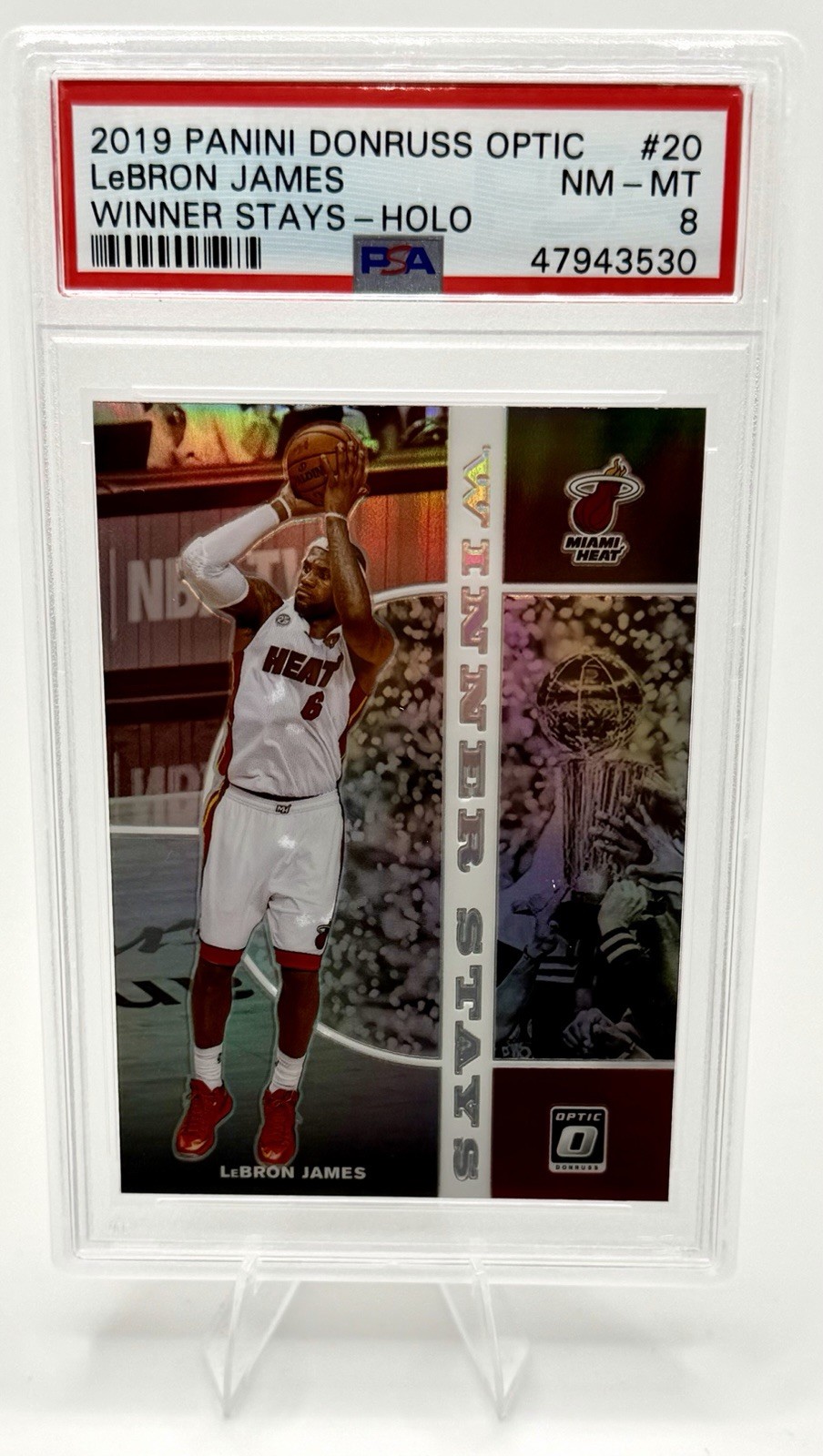 2019 Panini Donruss Optic Winner Stays LeBron James #20 Holo PSA 8