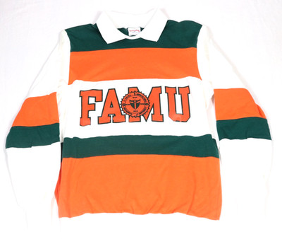 VTG Nutmeg Mills FAMU Long Sleeve Polo Shirt Sz XS Florida A&M Collegiate Preppy