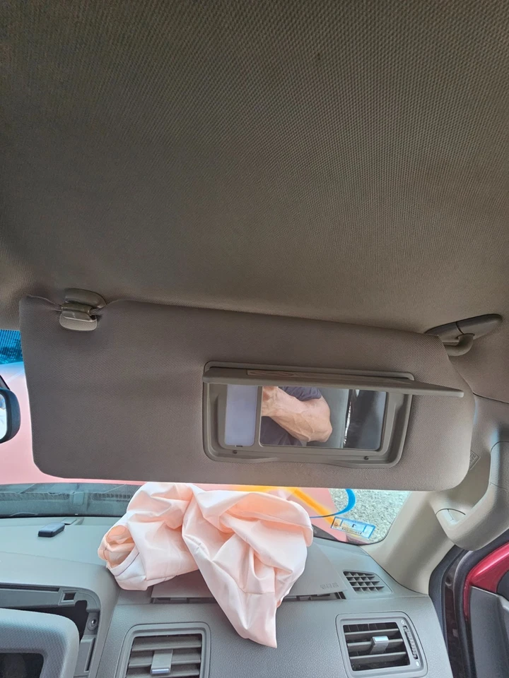 2006-2012 Honda Ridgeline Sun Visor Tan Passenger OEM Vanity Mirror Light Shade - Image 2 of 4