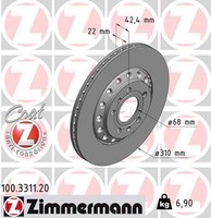 2X Zimmermann Bremsscheibe Coat Z 100.3311.20 FüR VW Phaeton Audi A8 1KP 1KW 4E8