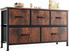 OLIXIS Dresser for Bedroom with 5 Drawers, Wide Chest of Drawers, Fabric Bedroom