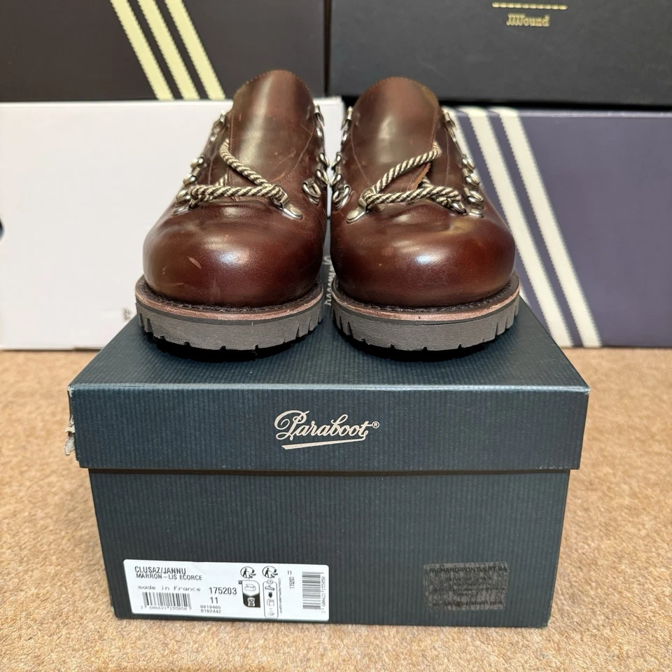 Paraboot Clusaz Marron Lisse Brown UK 11 US 12 EUR 45 nuovo con etichette - Immagine 3 di 4