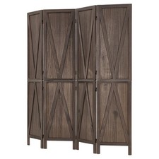 Uimoso 4-Panel Wooden Privacy Screen with X Design, 67-Inch Folding Divider