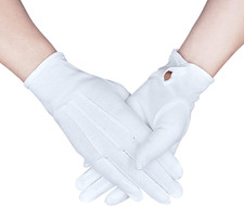 Parade White Cotton Formal Tuxedo Costume Honor Guard Gloves with Snap Cuff, ...