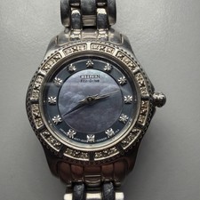 Womens Citizen Eco Drive Watch Blue Face Diamond