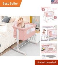 Elegant 3-in-1 Baby Bassinet Bedside Sleeper - Adjustable Pink Crib