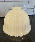 Antique 1920s Opal Milk Glass Light Cover Shade Globe Ruffled Edge Art Deco Bell