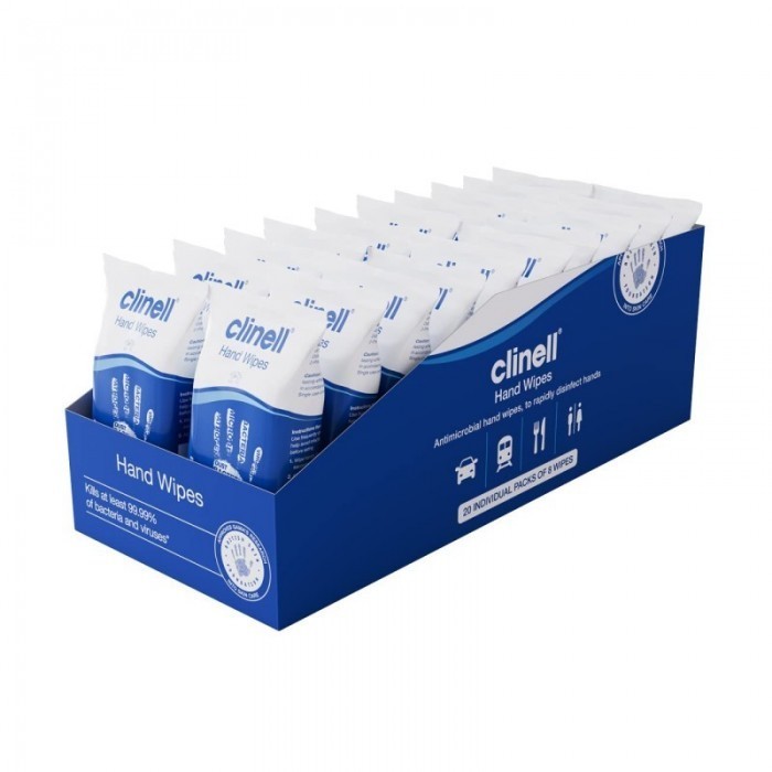 Clinell Antimicrobial Hand Wipes Ideal For Travel - 20 Packs Of 8 Wipes - Dermatologically Tested, Kills 99.99% Of Bacteria & Viruses - Image 4