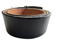 Vintage Unbranded Full-Grain Black Leather Loop Belt No Buckle   Size 32